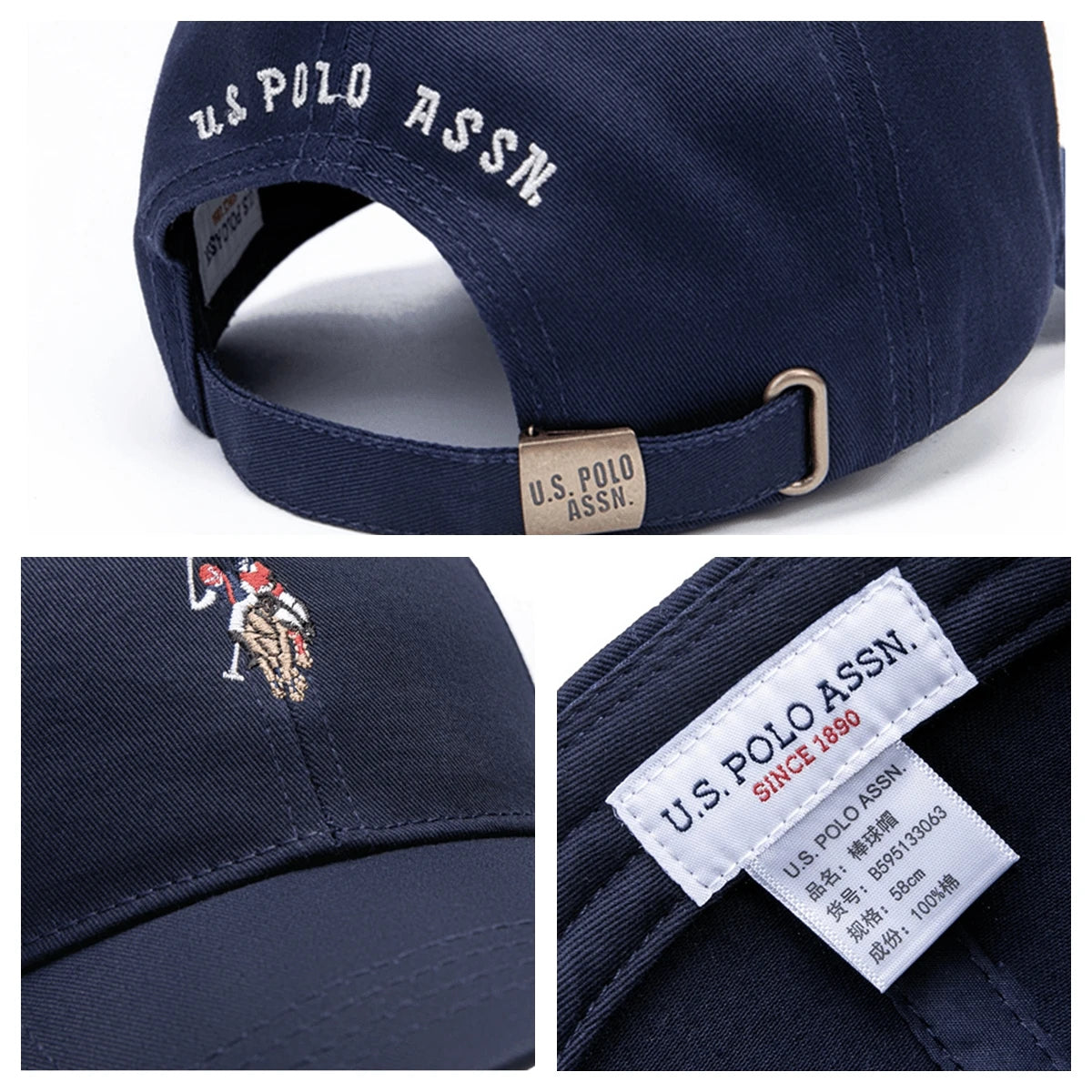 U.S.Polo Assn. Color Logo Thick Hard Top Baseball Cap Men And Women Cotton Spring And Autumn Sunshade Caps