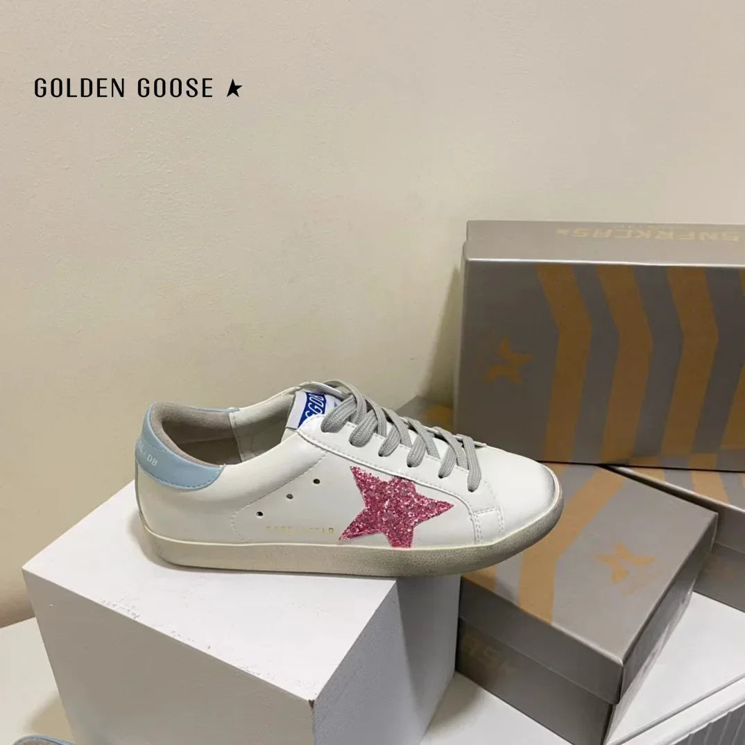 GOLDEN-GOOSE New Luxury Sneakers High Quality Men Women Glitter Lace-up Leather Walking Male Fashion Sports Shoes