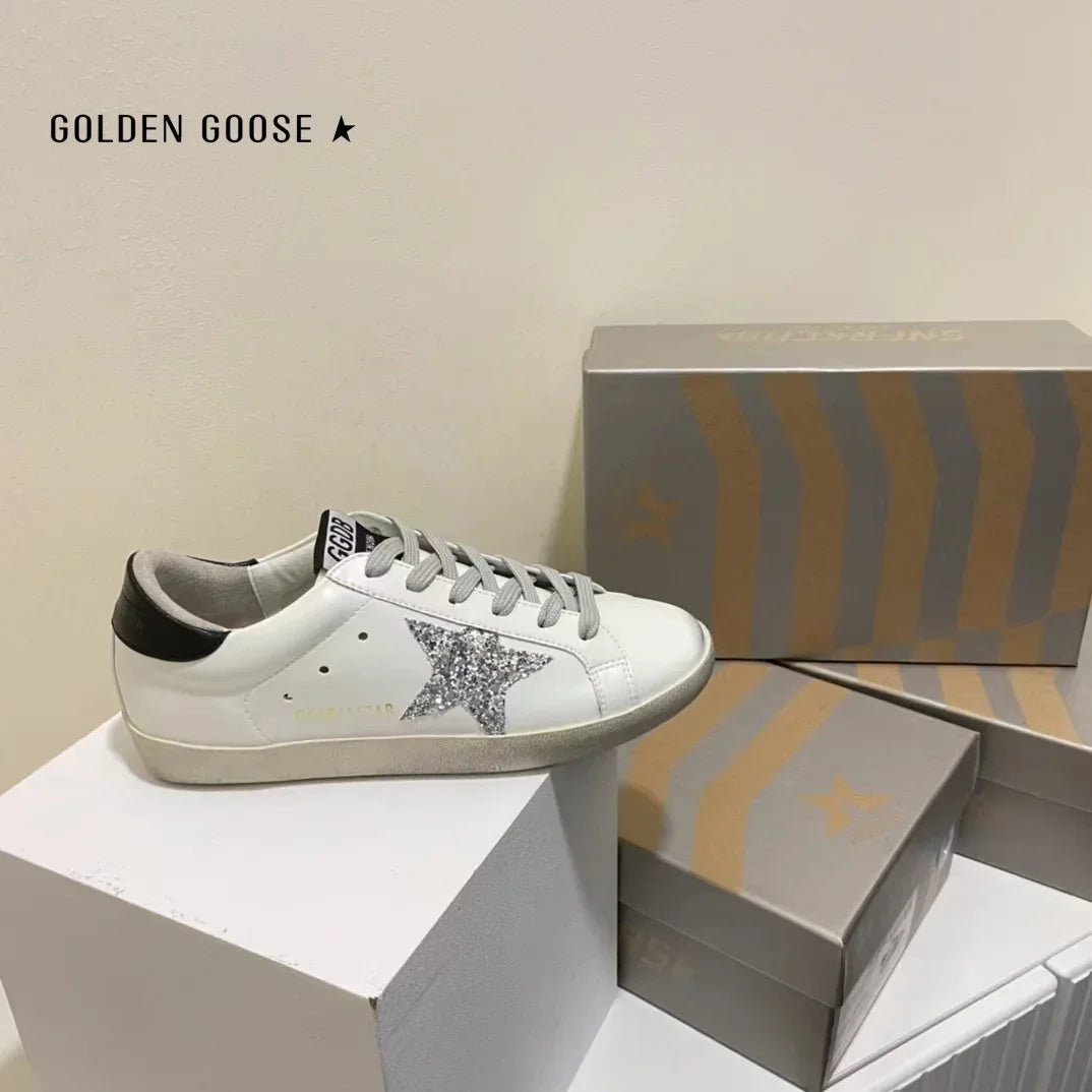 GOLDEN-GOOSE New Luxury Sneakers High Quality Men Women Glitter Lace-up Leather Walking Male Fashion Sports Shoes