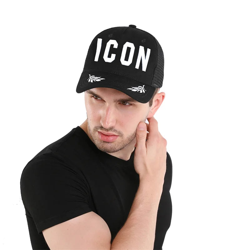 Simple style Black Men's Cap Red Embroidery Mens Designer Hats Fashion Hip-Hop Baseball Caps Men Breathable Summer Mesh Cap Male