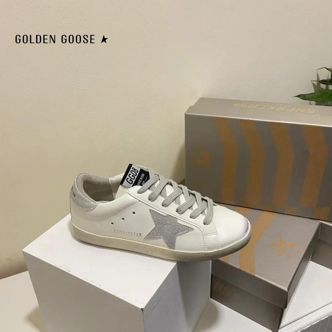 GOLDEN-GOOSE New Luxury Sneakers High Quality Men Women Glitter Lace-up Leather Walking Male Fashion Sports Shoes