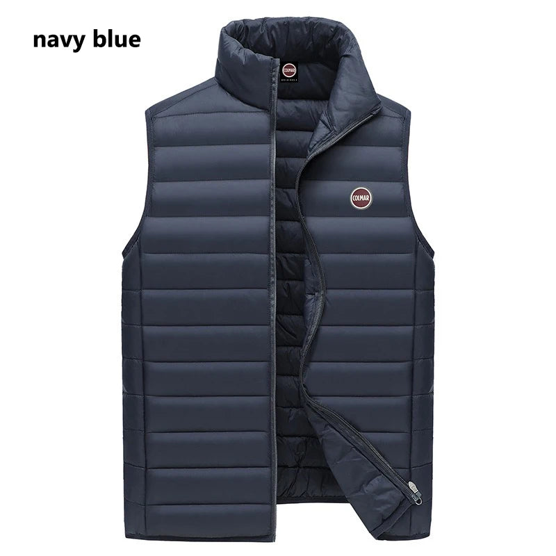 Men and Women's Sleeveless Padded Vest, Brand Logo, Zipper Front, Plain Going Out, Lightweight Quilted Jacket, Autumn, Winter