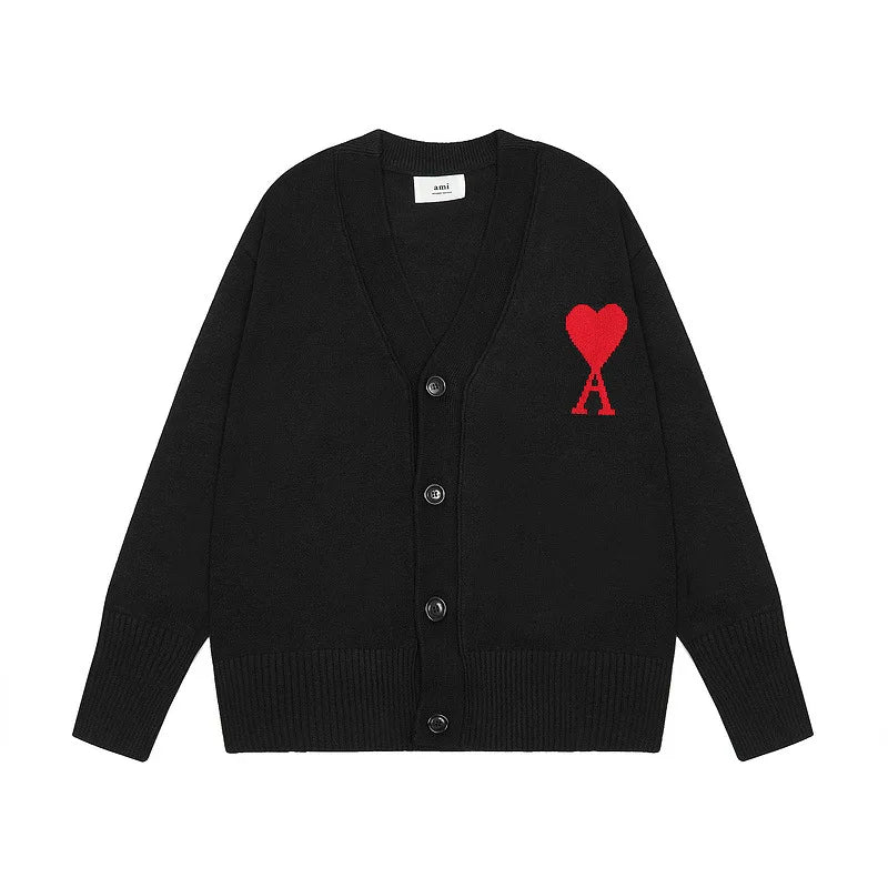 2025 New Luxury Brand Man Man Heart embroiered Cardigan swathe Classic Warm friend Sweater Amiparis Fashion Sweater