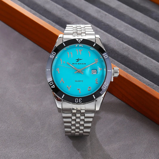 Quartz Watch Large Dial Luxury Business Date Stainless Steel Round Quartz Men Wristwatch Reloj Masculino for Daily Wear