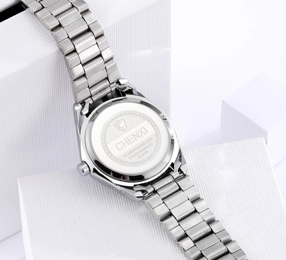 CHENXI Ladies Watch For Women Fashion Silver Clock Stainless Steel Quartz Wrist Watches for Women Waterproof Relogio Feminino