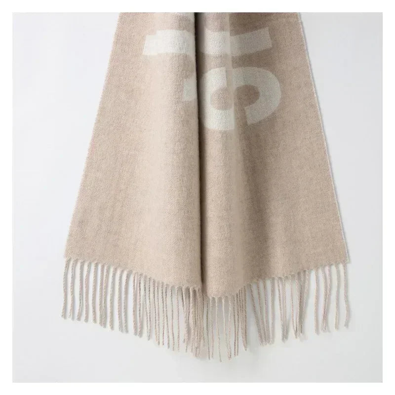 Advanced luxury 100% Wool Scarf For Women Monogram Cashmere Pashmina Shawl Winter Female Fashion Warm Neck Scarf Designer 2024