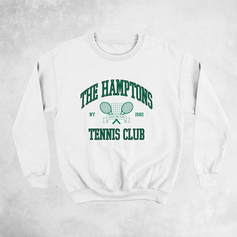 The Hamptons Tennis Club Printing American Vintage Women Pullovers Long Sleeve Loose Cotton Thick Warm Spring Autumn Sweatshirts