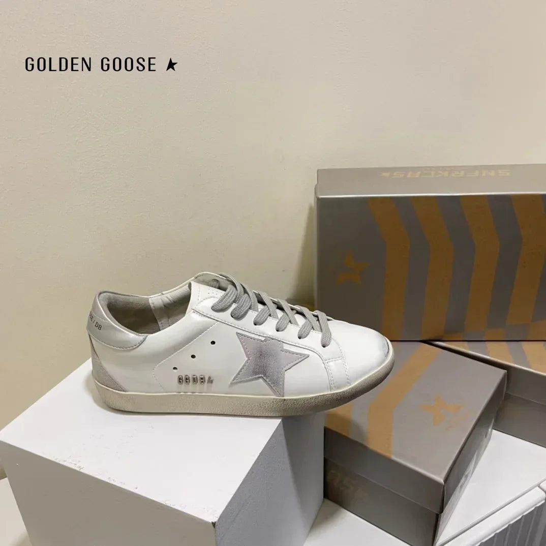 GOLDEN-GOOSE New Luxury Sneakers High Quality Men Women Glitter Lace-up Leather Walking Male Fashion Sports Shoes