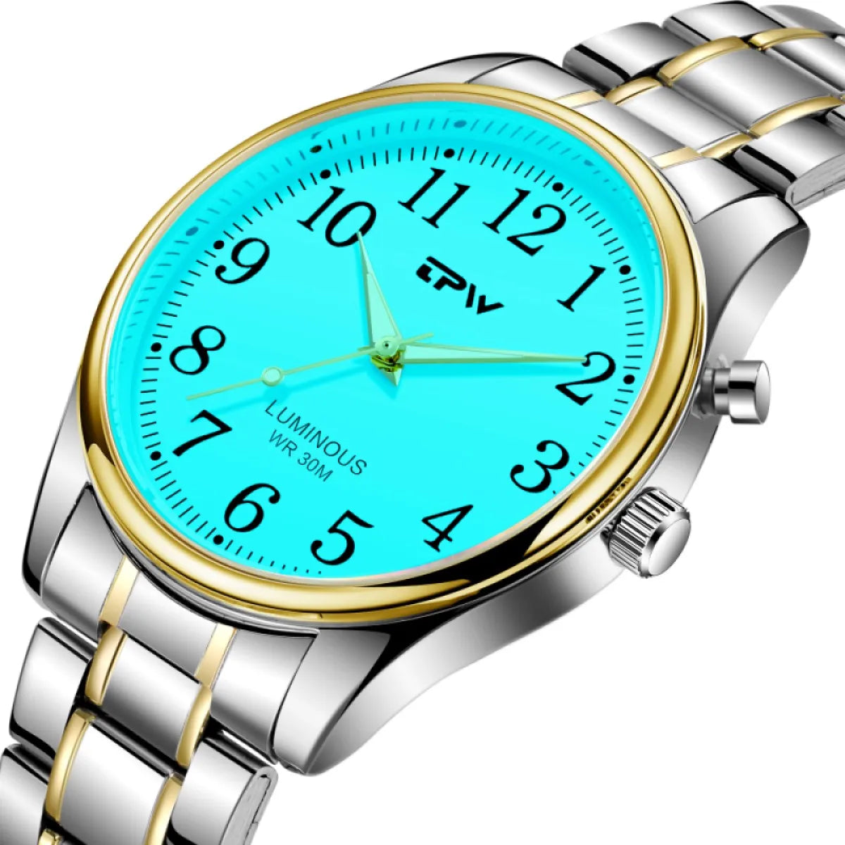 Light Up Watch Dial Full Luminous Face 40mm Easy Reader Steel Strap 3ATM