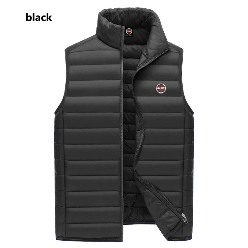 Men and Women's Sleeveless Padded Vest, Brand Logo, Zipper Front, Plain Going Out, Lightweight Quilted Jacket, Autumn, Winter