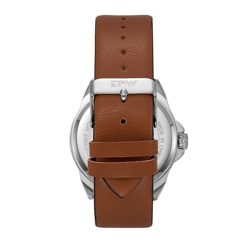 TPW Classic Field Watch Fabric Strap Stitched Leather Band 42mm