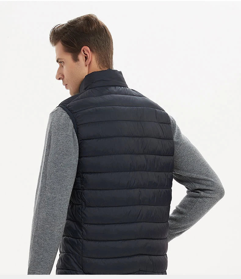 Men and Women's Sleeveless Padded Vest, Brand Logo, Zipper Front, Plain Going Out, Lightweight Quilted Jacket, Autumn, Winter