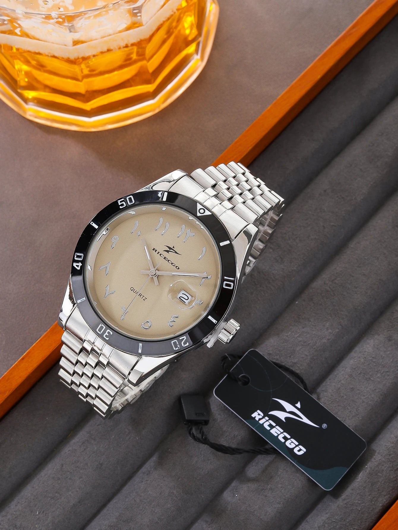 Quartz Watch Large Dial Luxury Business Date Stainless Steel Round Quartz Men Wristwatch Reloj Masculino for Daily Wear